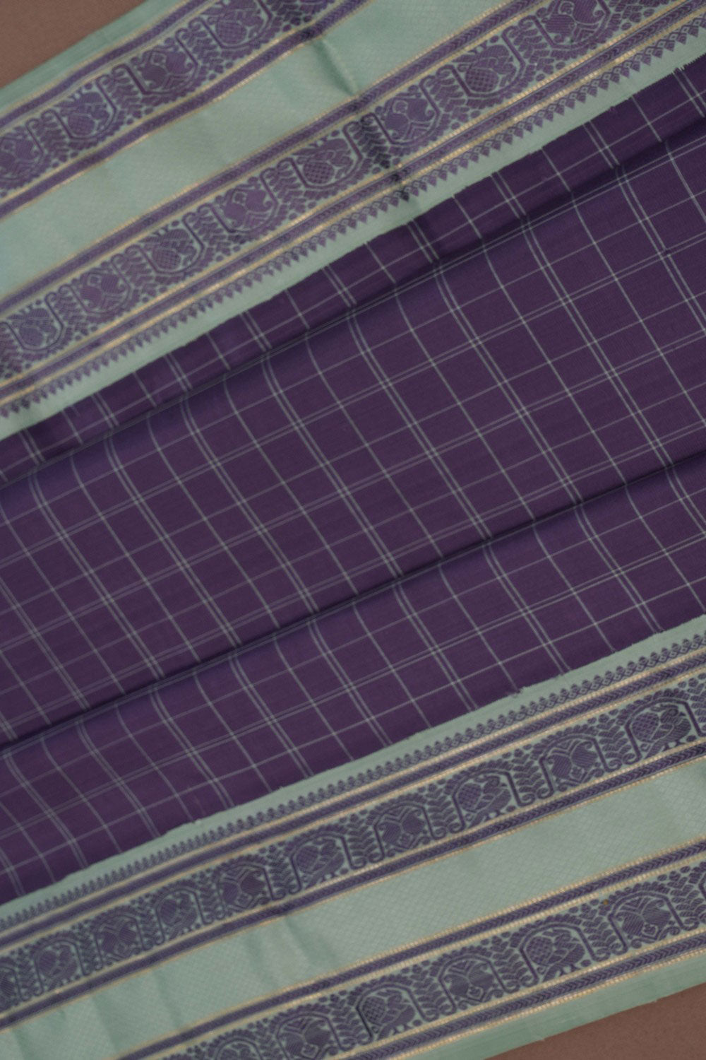 Image of Kanchipuram Kattam Purple Saree